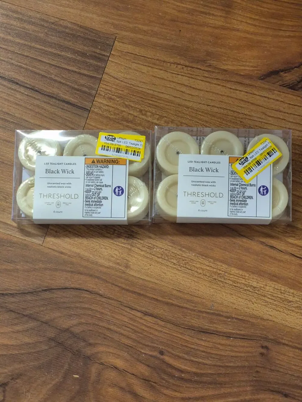 Threshold Black Wick LED Votive Candles 12 Unscented Flameless Battery Beige s1
